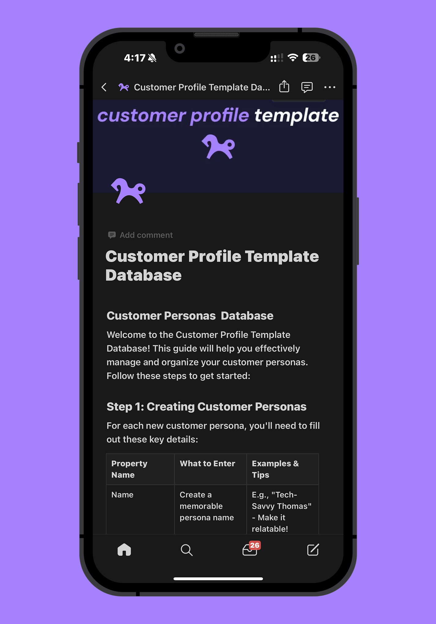 Customer Profile Template & Persona Database